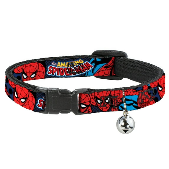 Marvel Comics Breakaway Cat Collar With Bell, Plastic Clip, Easy Adjustable, Amazing Spider Man, 8.5 to 12 Inches 0.5 Inch Wide