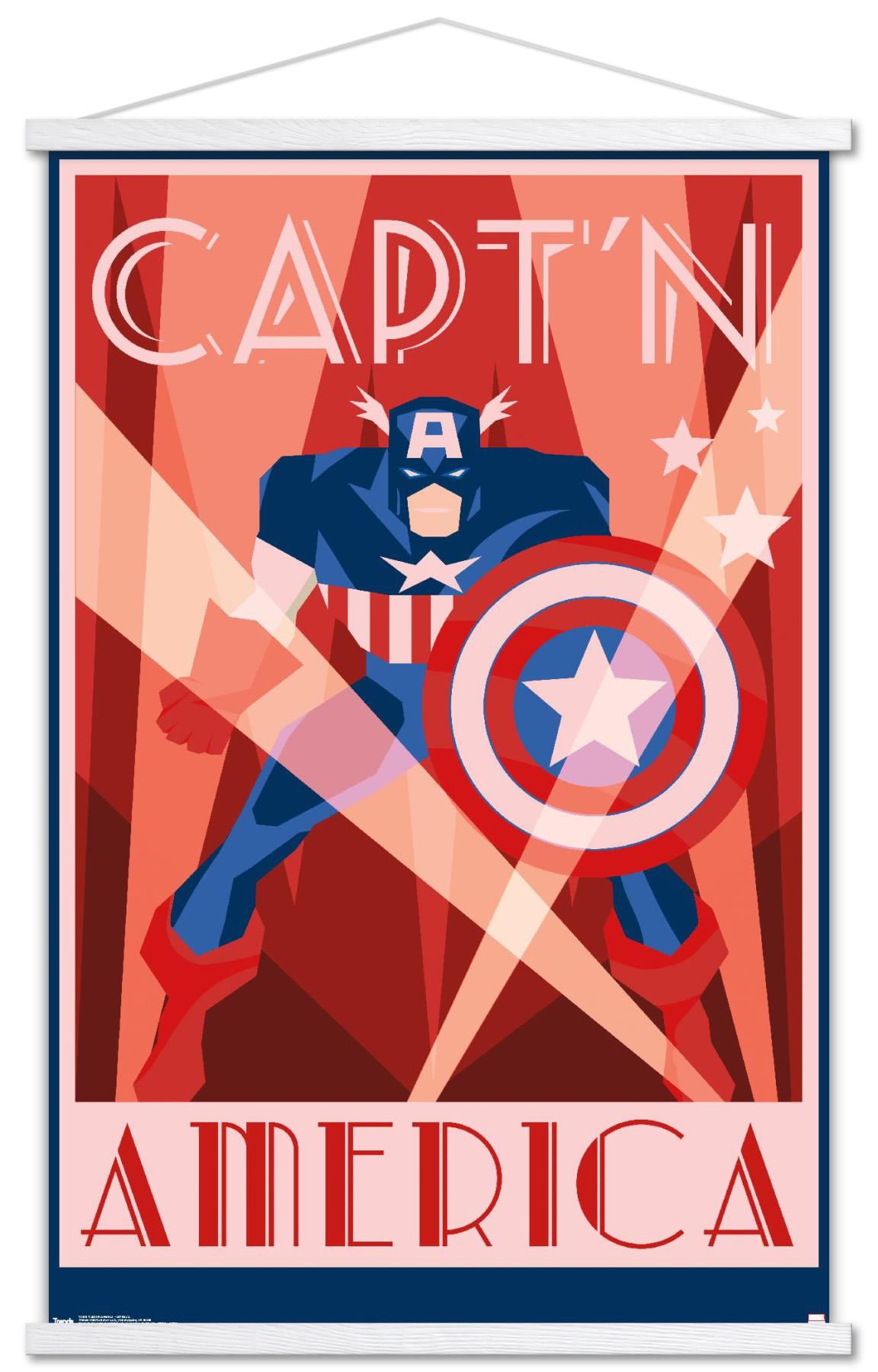 Marvel Comics - Captain America - Art Deco Wall Poster with Wooden Magnetic  Frame, 22.375 x 34 