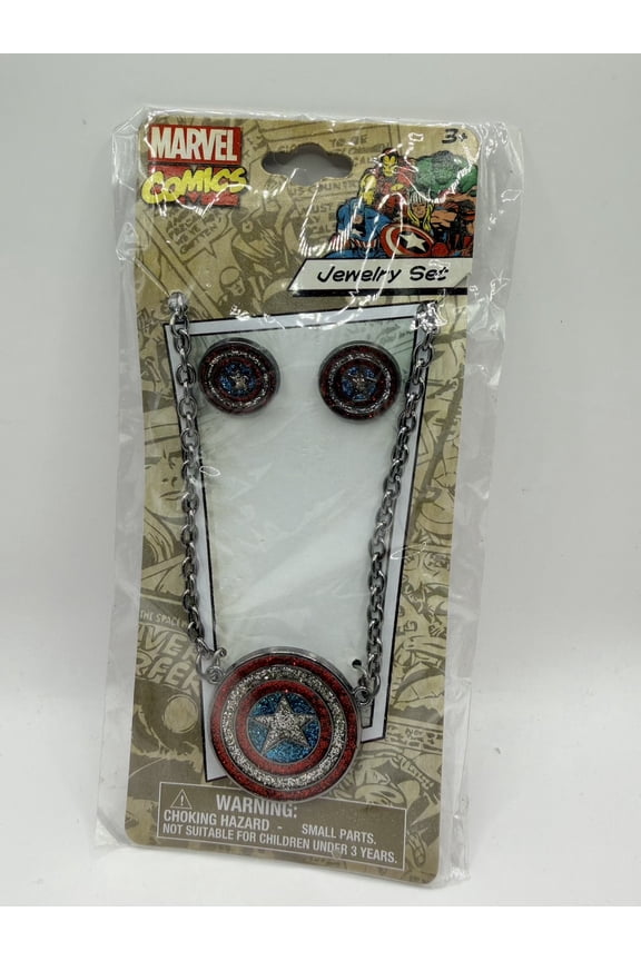 Comics Captain America Necklace and Earring Set