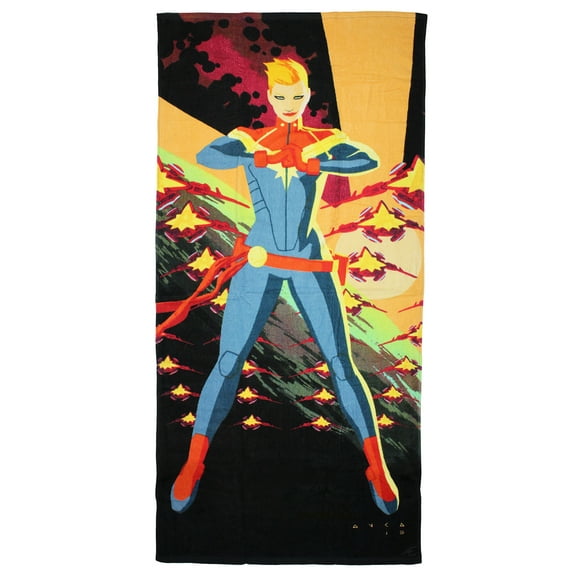 Marvel Comics Captain Marvel Power Pose Beach Towel 59" X 29"