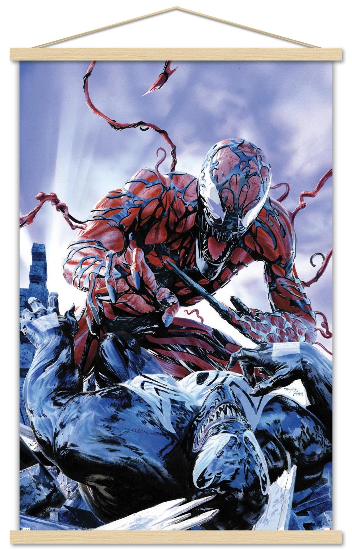 Marvel Comics - Carnage - Battle with Venom Wall Poster with Wooden Magnetic Frame, 22.375" x 34"