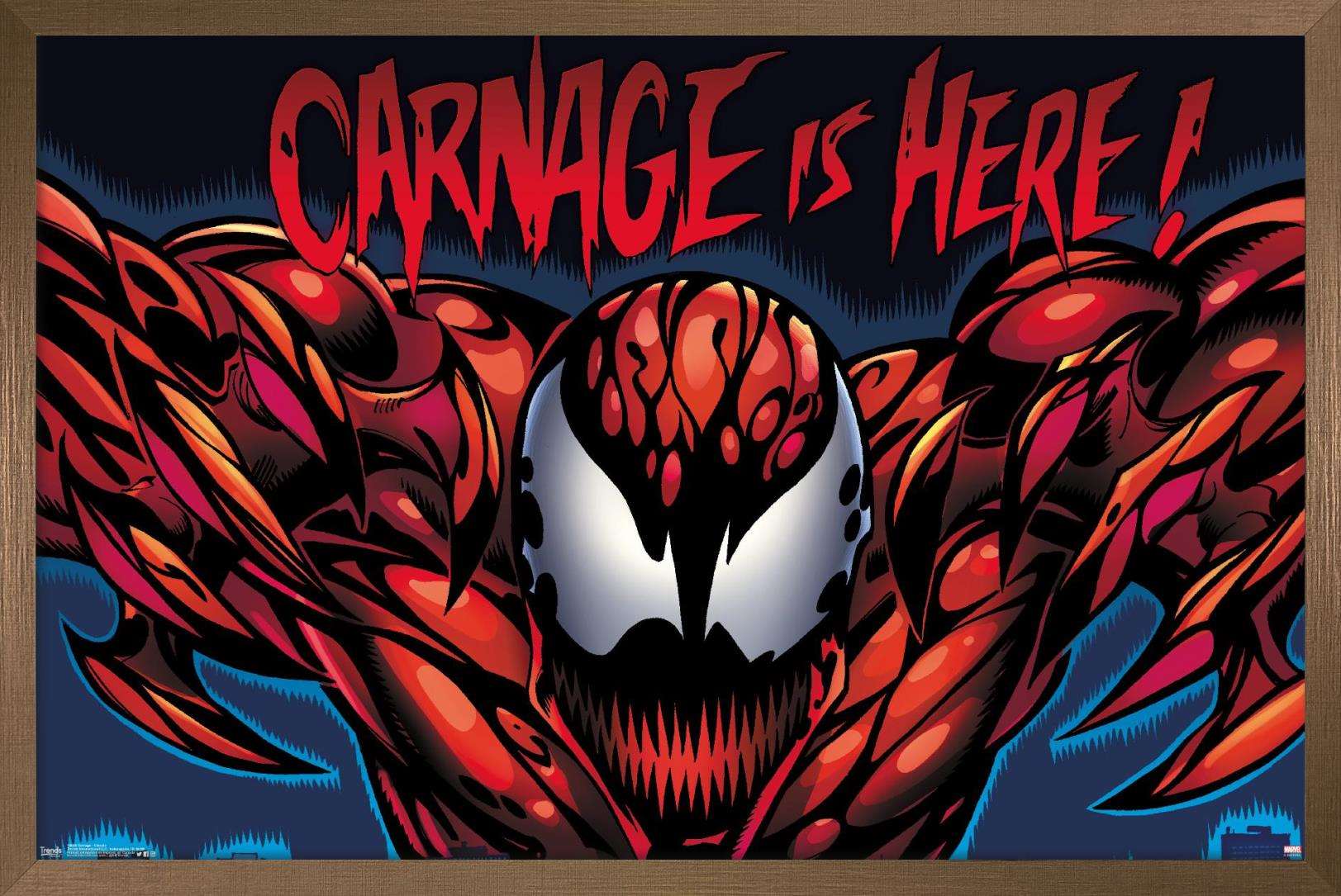 Marvel Comics - Carnage - Classic Wall Poster, 14.725" x 22.375", Framed