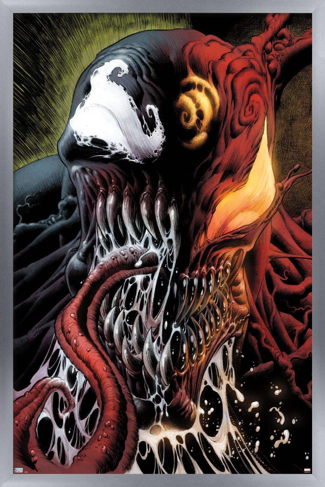 Marvel Comics - Carnage - Face Split with Venom Wall Poster, 14.725" x 22.375", Framed