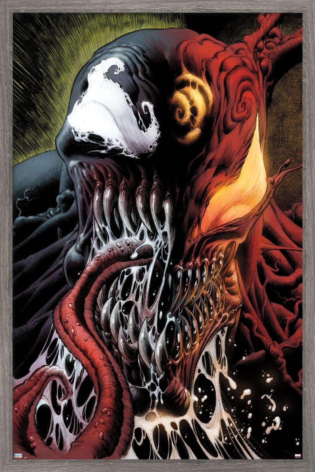 Marvel Comics - Carnage - Face Split with Venom Wall Poster, 22.375" x 34", Framed