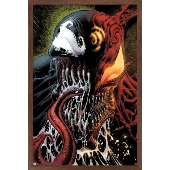 Marvel Comics - Carnage - Face Split with Venom Wall Poster, 22.375" x 34", Framed
