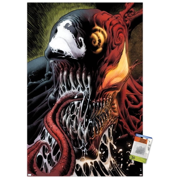 Marvel Comics - Carnage - Face Split with Venom Wall Poster with Push Pins, 22.375" x 34"