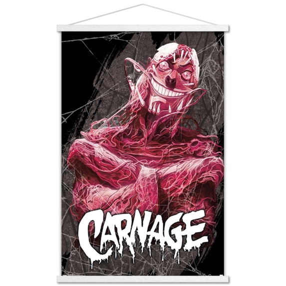 Marvel Comics - Carnage - Insane Wall Poster with Wooden Magnetic Frame, 22.375" x 34"