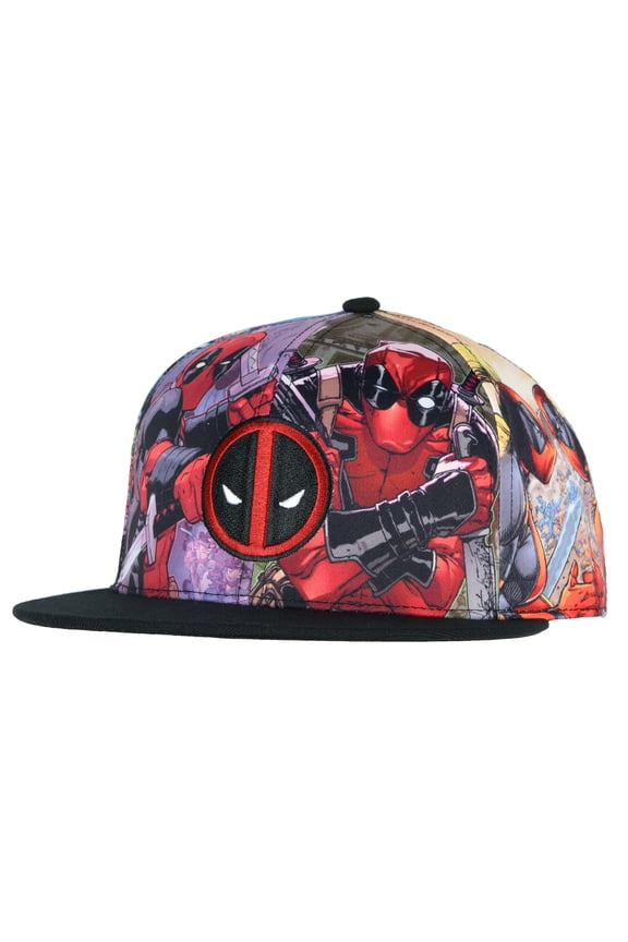 Marvel Comics Deadpool Allover Sublimated Scene Design Adult Adjustable Snapback Hat Baseball Cap OSFM