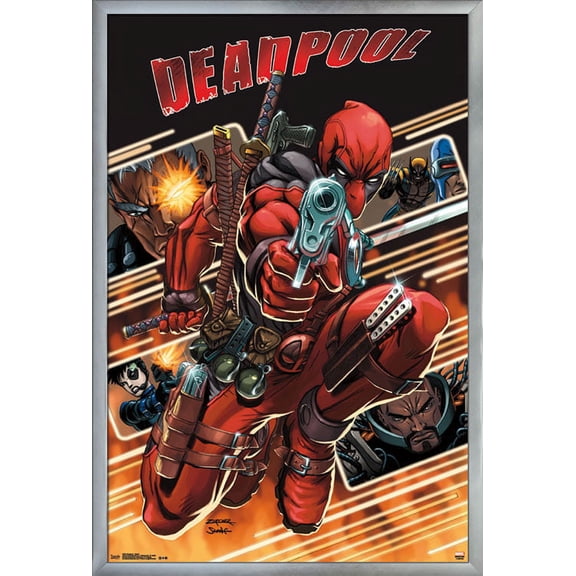 Marvel Comics - Deadpool - Attack Collage Wall Poster, 22.375" x 34", Framed