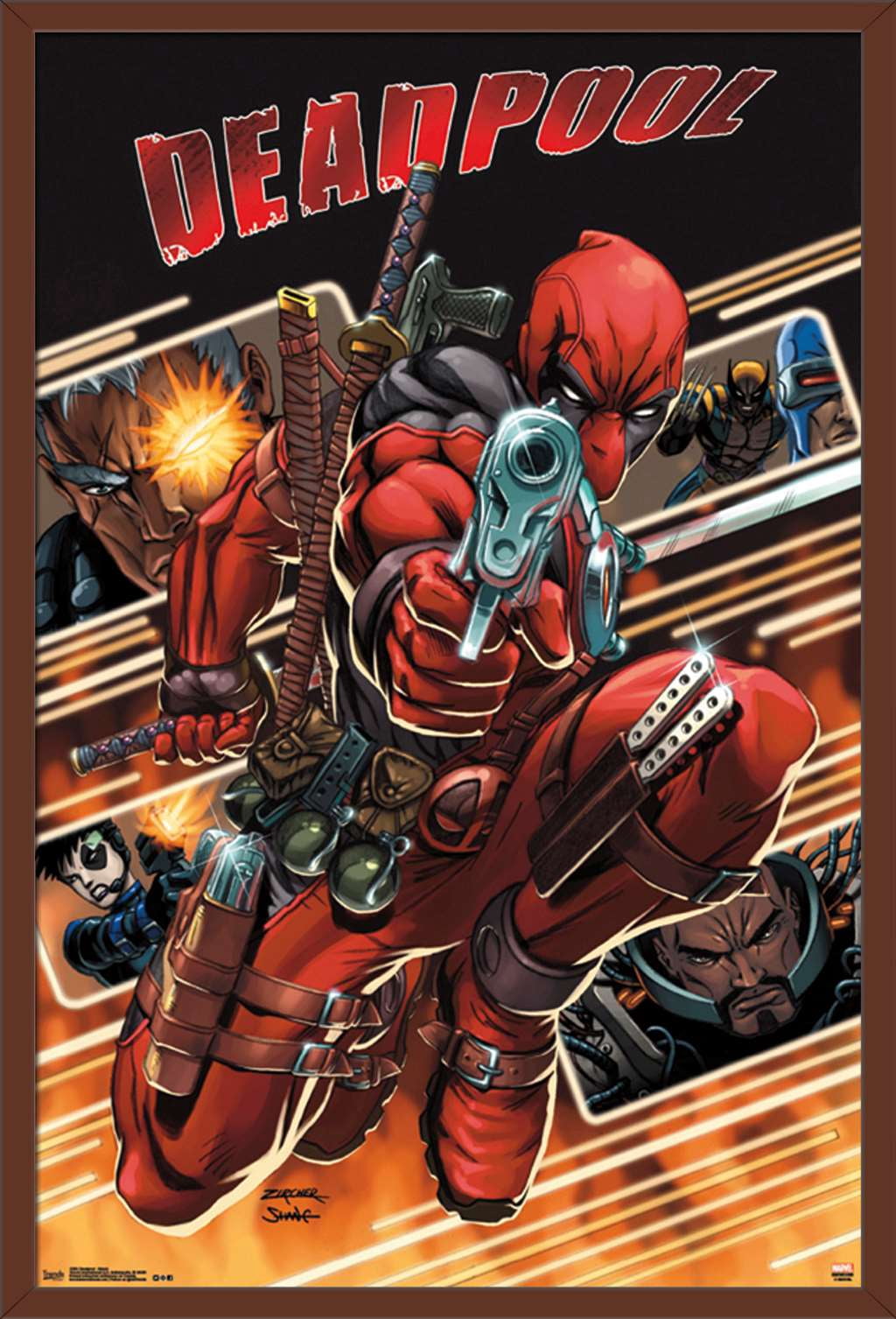Marvel Comics - Deadpool - Attack Collage Wall Poster, 22.375" x 34", Framed