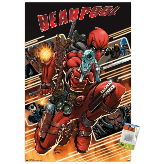 Marvel Comics - Deadpool - Attack Collage Wall Poster with Push Pins, 22.375" x 34"