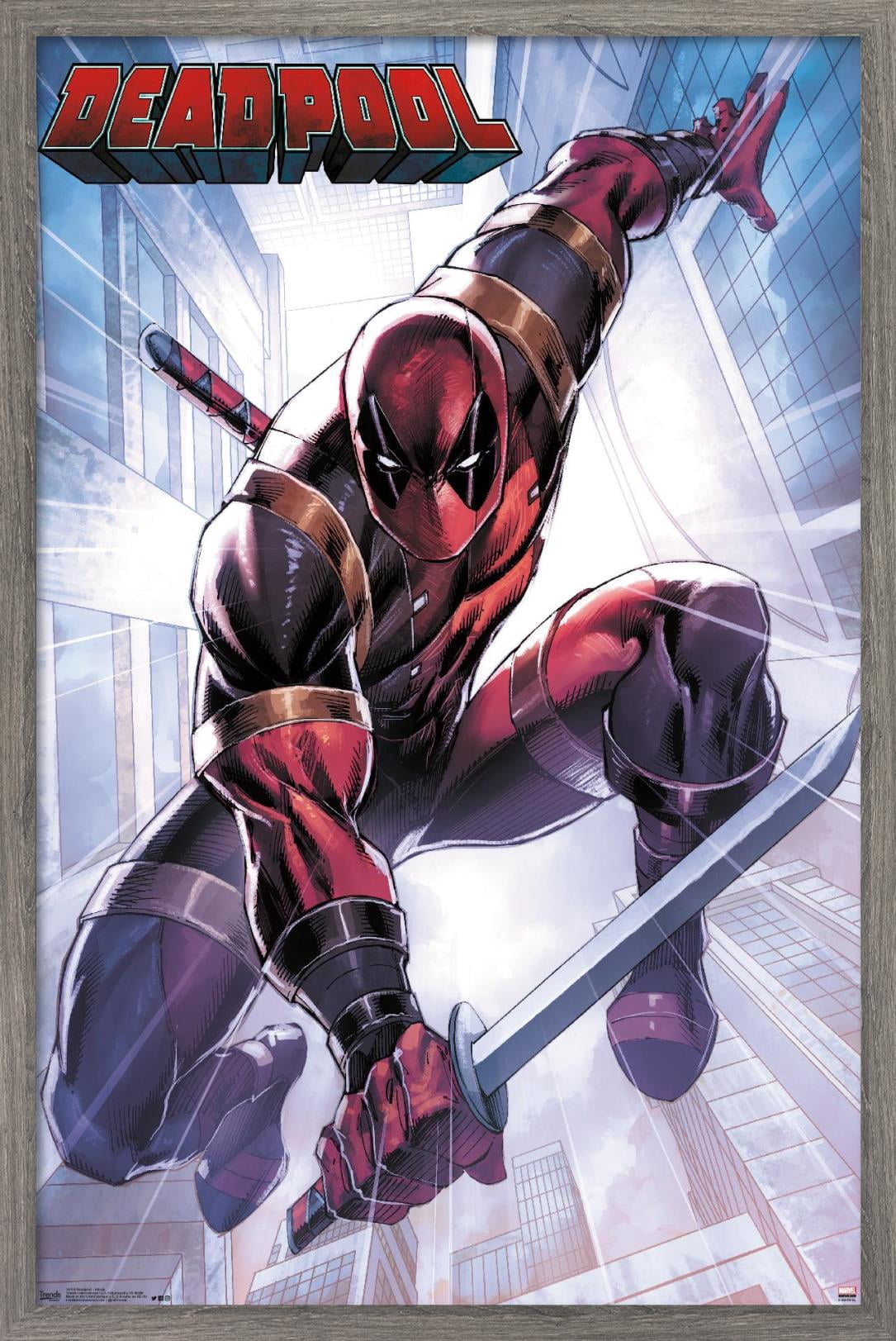 Marvel Comics - Deadpool - Attack Wall Poster, 14.725" x 22.375", Framed