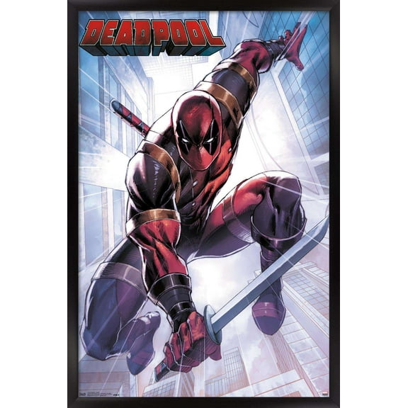 Marvel Comics - Deadpool - Attack Wall Poster, 14.725" x 22.375", Framed