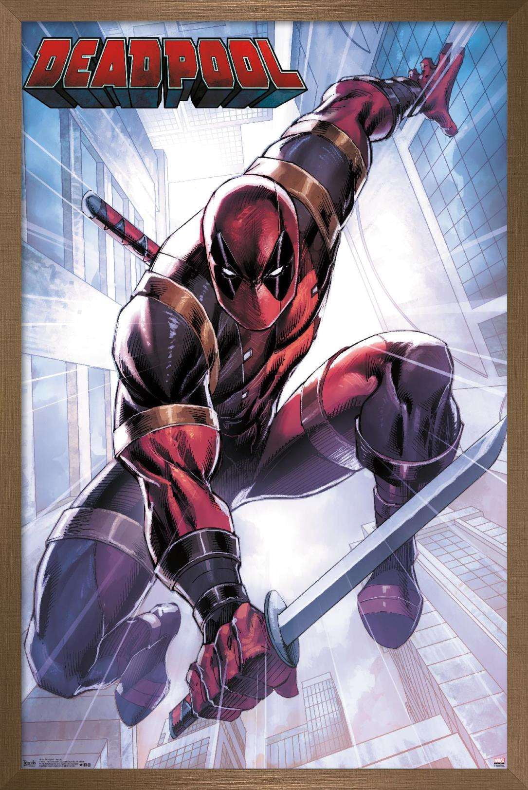 Marvel Comics - Deadpool - Attack Wall Poster, 14.725" x 22.375", Framed