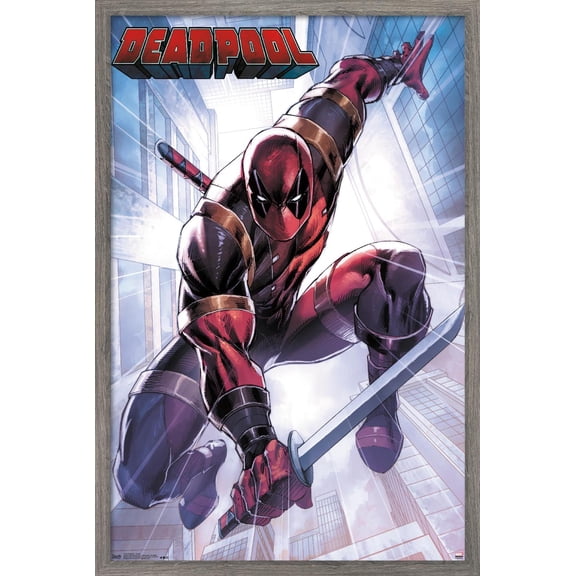 Marvel Comics - Deadpool - Attack Wall Poster, 22.375" x 34", Framed