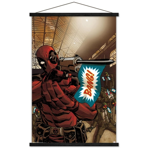 Marvel Comics - Deadpool - Bang Wall Poster with Wooden Magnetic Frame, 22.375" x 34"