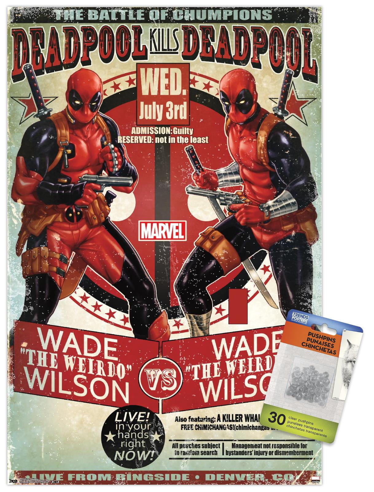 Marvel Comics - Deadpool - Chumpions Wall Poster with Push Pins, 14.725" x 22.375"