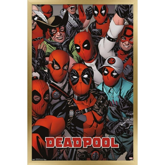 Marvel Comics - Deadpool - Faces Wall Poster, 14.725" x 22.375", Framed