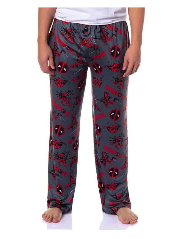 Marvel Comics Deadpool Pajamas Men's Logo Fight Pose Lounge Pj Pants