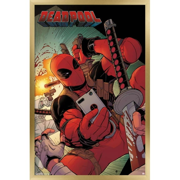 Marvel Comics - Deadpool - Selfie Wall Poster, 14.725" x 22.375", Framed