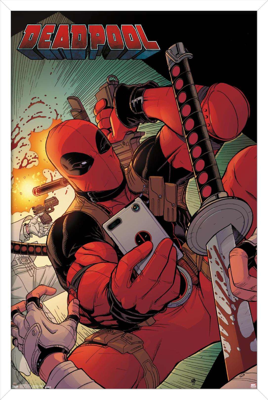 Marvel Comics - Deadpool - Selfie Wall Poster, 14.725" x 22.375", Framed