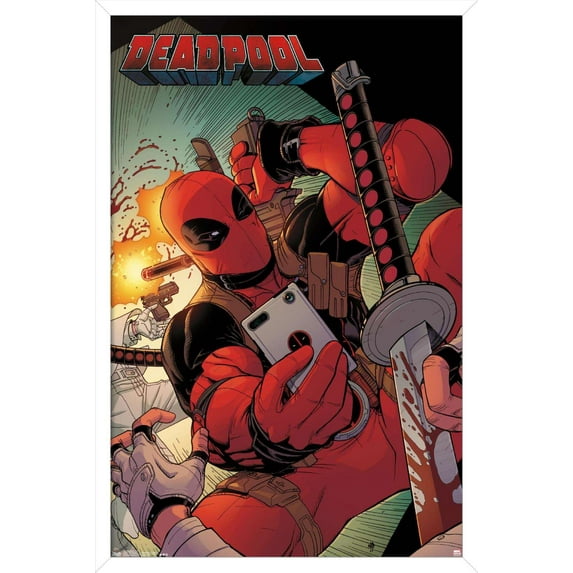 Marvel Comics - Deadpool - Selfie Wall Poster, 14.725" x 22.375", Framed