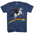 thumbnail image 1 of Marvel Comics Deadpool Shirt Deadpool Riding Unicorn On Rainbow T-Shirt (SM), 1 of 5