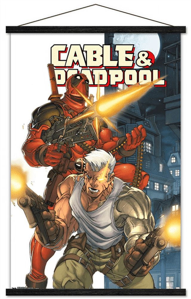 Marvel Comics - Deadpool and Cable Wall Poster with Wooden Magnetic Frame, 22.375" x 34"