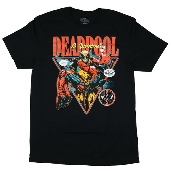 Marvel Comics Deadpool and Wolverine T Shirt Cradling Best Bubs Adult Graphic Print Short Sleeve Tee