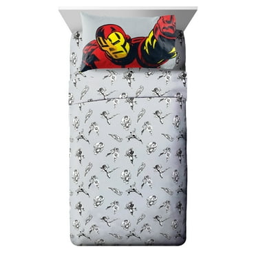 Marvel Comics Face Montage Grey 3 Piece Twin Sheet Set, 100% Microfiber