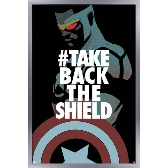 Marvel Comics - Falcon - Take Back the Shield Wall Poster, 14.725" x 22.375", Framed