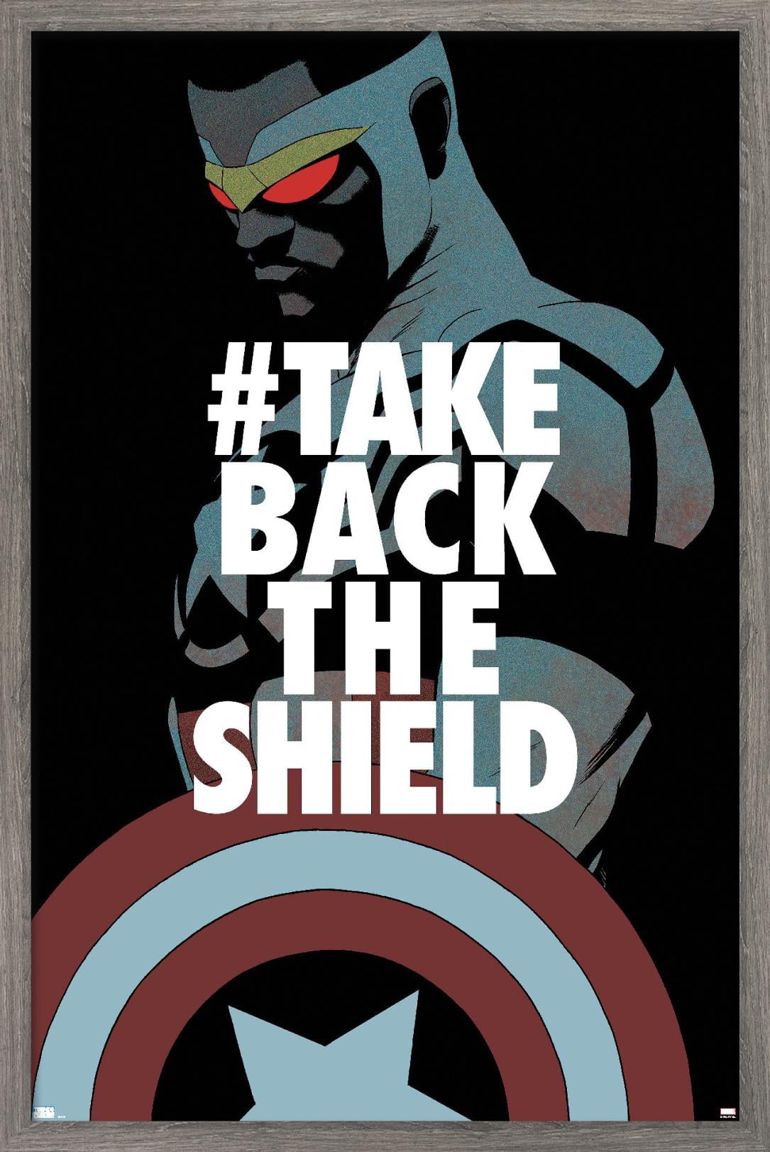 Marvel Comics - Falcon - Take Back the Shield Wall Poster, 22.375" x 34", Framed