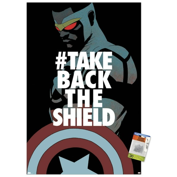 Marvel Comics - Falcon - Take Back the Shield Wall Poster with Pushpins, 22.375" x 34"