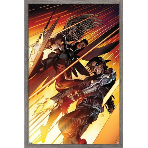 Marvel Comics Falcon and Winter Soldier - Team-Up Wall Poster, 14.725" x 22.375", Framed