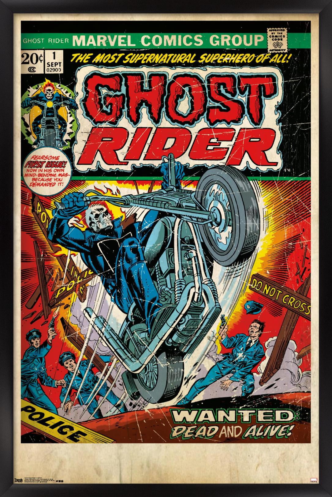 Marvel Comics - Ghost Rider - Cover #1 Wall Poster, 22.375" x 34", Framed