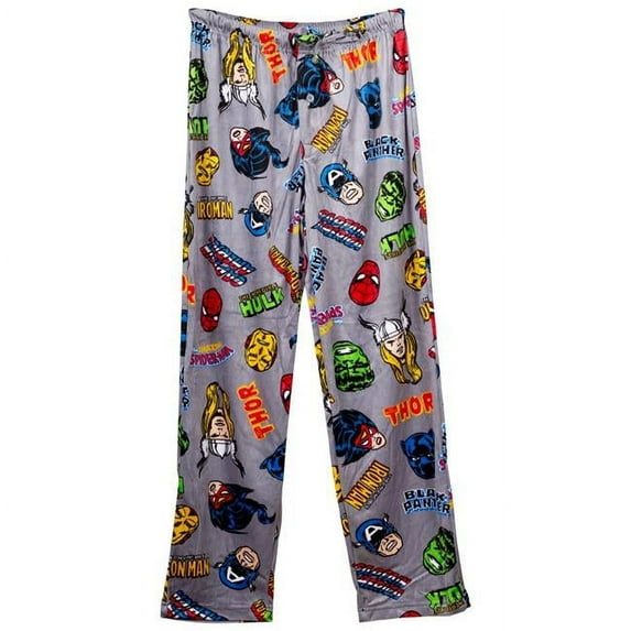 Marvel Comics Gray Mens Sueded Fleece Pajama Pants