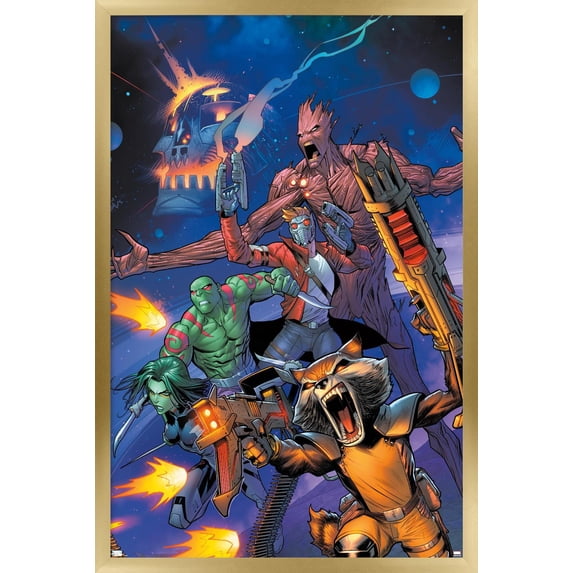 Marvel Comics Guardians of the Galaxy - Group Screaming Wall Poster, 22.375" x 34" Framed