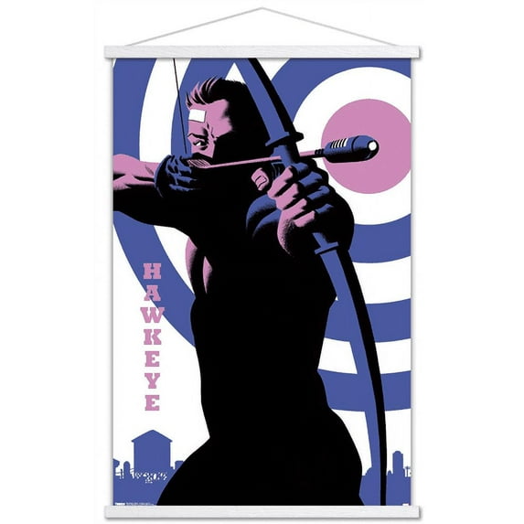 Marvel Comics - Hawkeye - Pop Art Wall Poster with Wooden Magnetic Frame, 22.375" x 34"