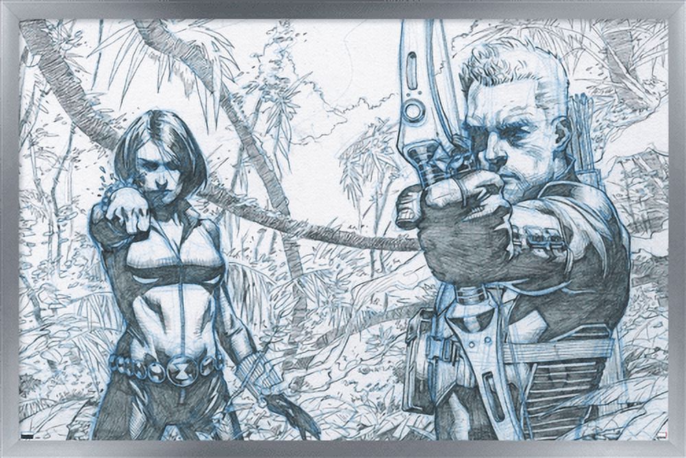Marvel Comics - Hawkeye and Black Widow - Pencils Wall Poster, 22.375" x 34", Framed
