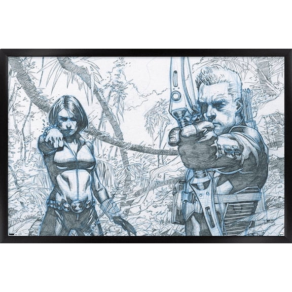 Marvel Comics - Hawkeye and Black Widow - Pencils Wall Poster, 22.375" x 34", Framed