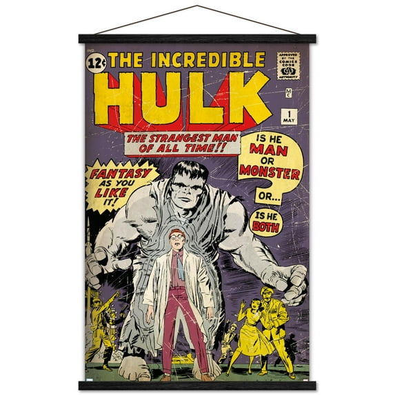 Marvel Comics - Hulk - Incredible Hulk #1 Wall Poster with Wooden Magnetic Frame, 22.375" x 34"