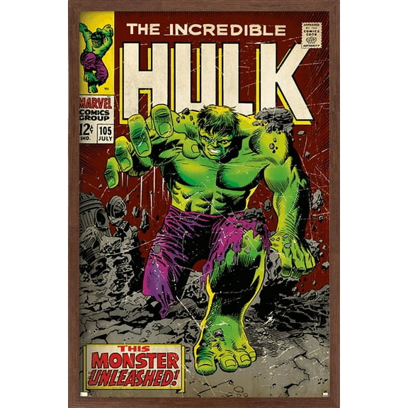 Marvel Comics - Hulk - Incredible Hulk #105 Wall Poster, 14.725" x 22.375", Framed