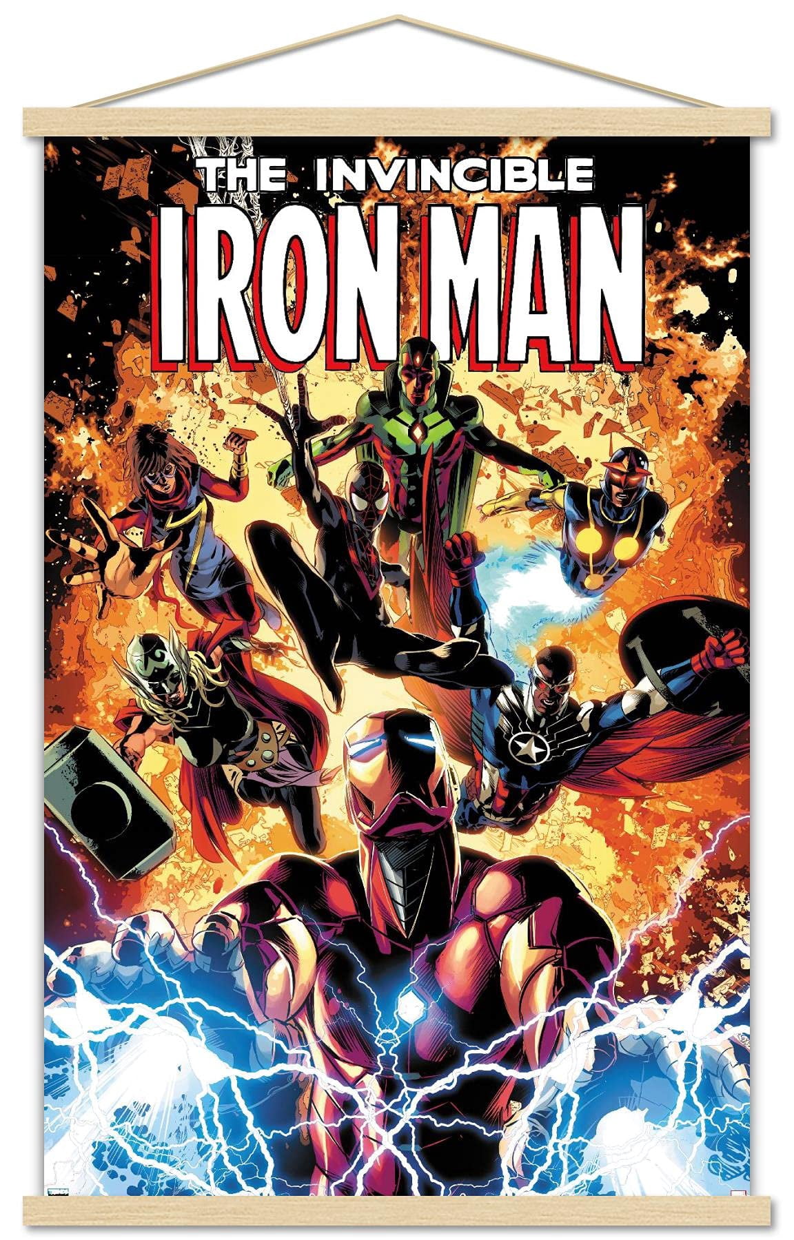 Marvel Comics - Iron Man - InVincible Iron Man #11 Wall Poster with Wooden Magnetic Frame, 22.375" x 34"