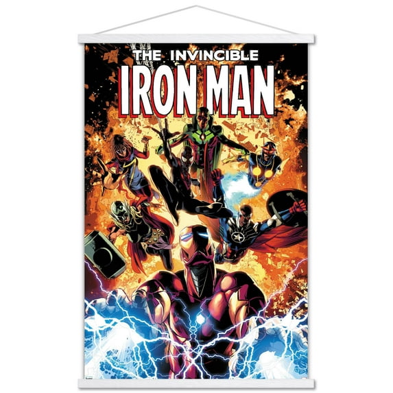Marvel Comics - Iron Man - InVincible Iron Man #11 Wall Poster with Wooden Magnetic Frame, 22.375" x 34"