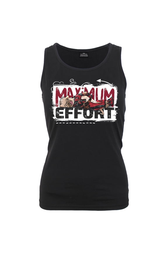 Marvel Comics Ladies Razor Back Vest T-Shirt: Deadpool - Maximum Effort (Black)