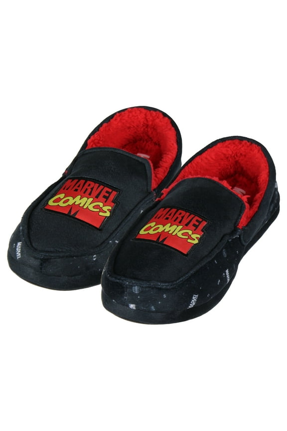 Marvel Comics Logo Design Fleece Lined Foam Slippers For Men Women, House Slippers for Indoors and Outdoor