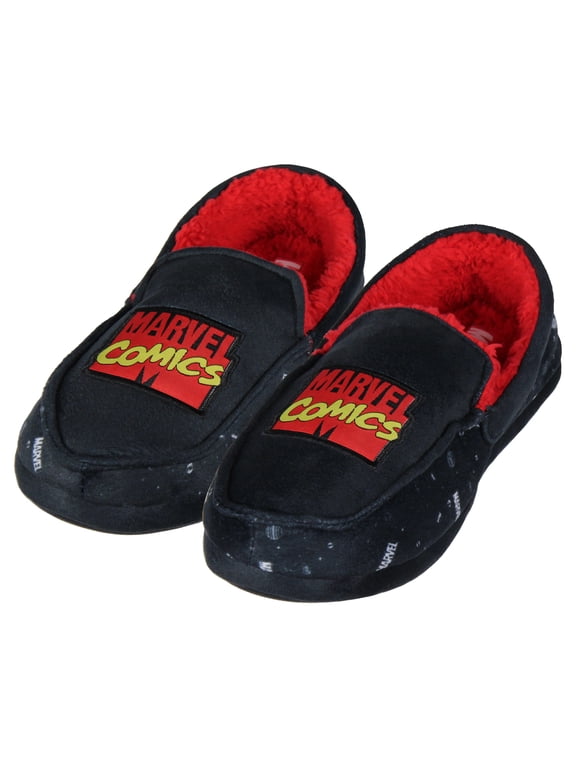 Marvel Comics Logo Design Fleece Lined Foam Slippers For Men Women, House Slippers for Indoors and Outdoor