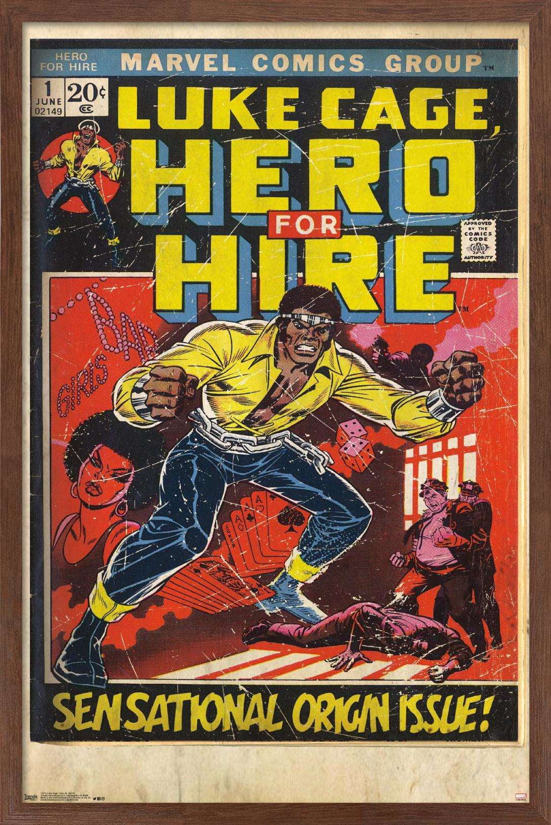 Marvel Comics - Luke Cage - Hero for Hire Cover #1 Wall Poster, 14.725" x 22.375", Framed