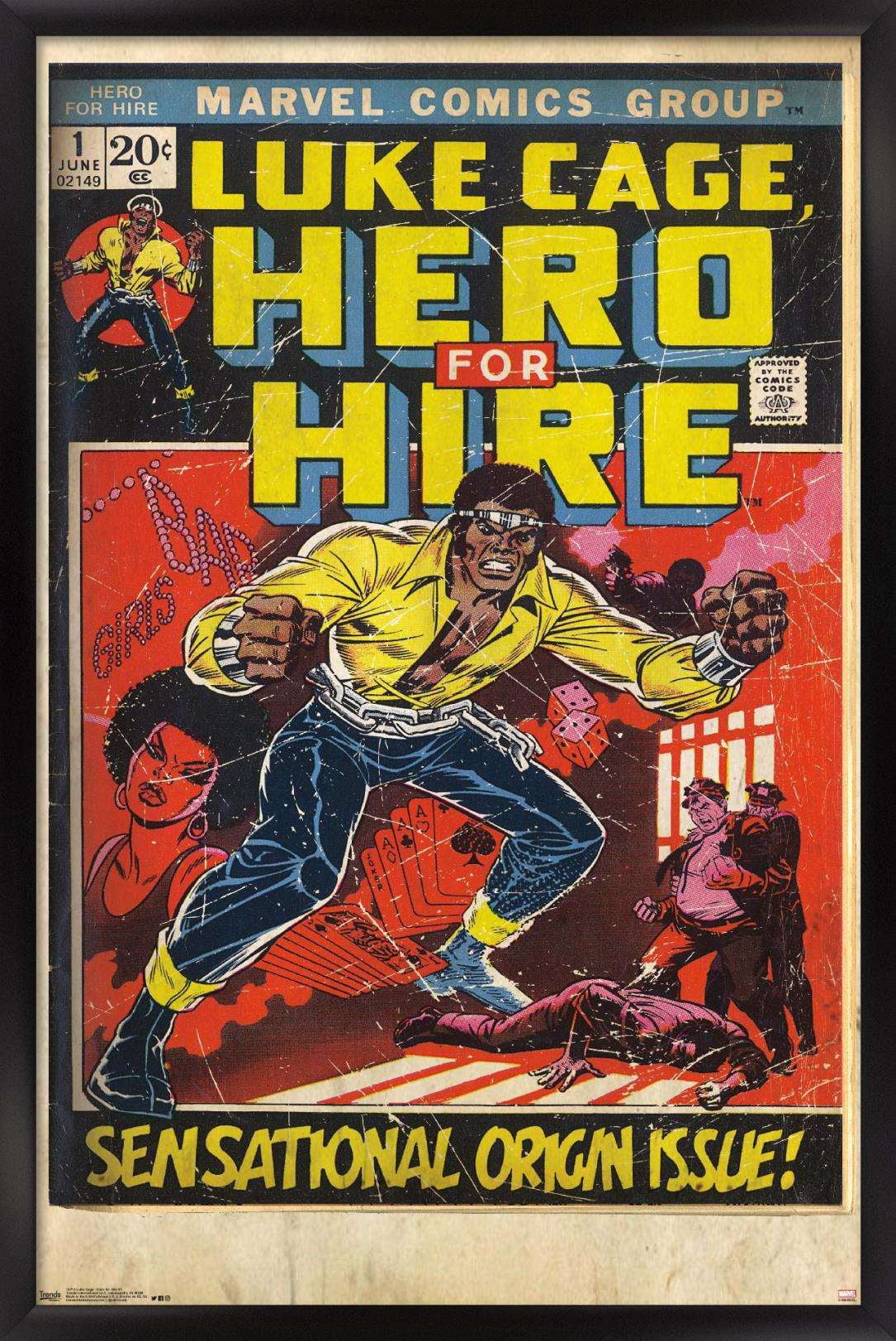 Marvel Comics - Luke Cage - Hero for Hire Cover #1 Wall Poster, 14.725" x 22.375", Framed