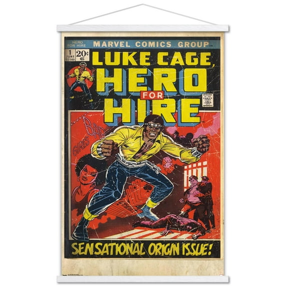 Marvel Comics - Luke Cage - Hero for Hire Cover #1 Wall Poster with Wooden Magnetic Frame, 22.375" x 34"